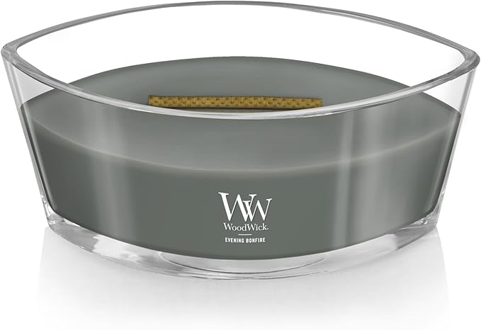 WoodWick Evening Bonfire Holiday Candle Gifts for Women and Men, 16 oz Ellipse Candle with Crackling Wick