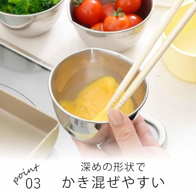 Shimomura 28867 28867 Bowl, 9.1 fl oz (270 ml), Set of 3, Comes with Pourer, Graduated Marks, Dishwasher Safe, Convenient Preparation, Small Divided Bowl, Container, Stainless Steel