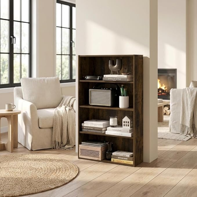 Furnifact Amber Pine Bookcase with Durable Wood Construction, Modern Design, Easy to Clean, Suitable for Living Rooms, Home Offices, and Book Storage