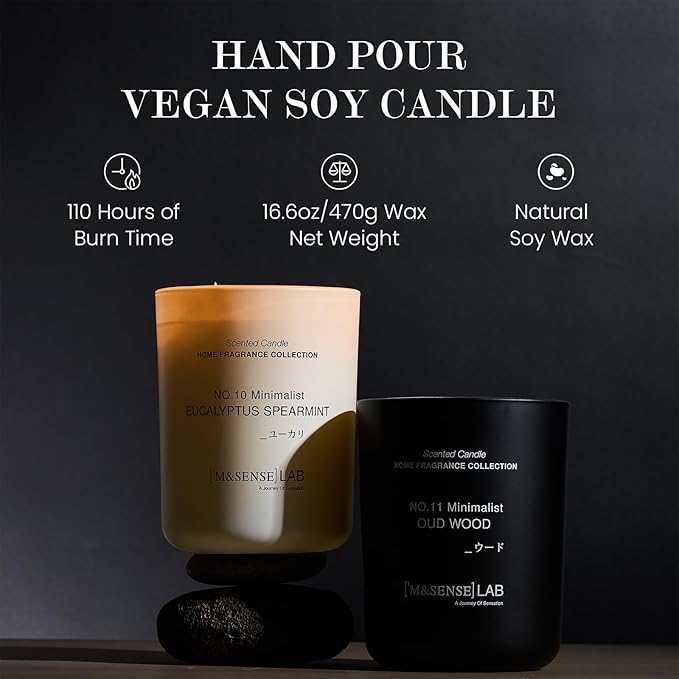 M&SENSE Natural Soy Large Candle| Pink Jasmine Blossom | 16.6 oz, 95H Burn | Mini Spring Scented Candles for Relaxation, Valentines Day Gift, Home Décor | for Bedroom, Office, Party