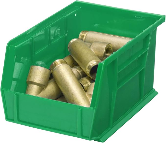 Akro-Mils 30237 AkroBins Plastic Storage Bins, Space-Saving Stackable Bins for Garage, Pantry, Craft Organization, 9" x 6" x 5", Green, 12-Pack