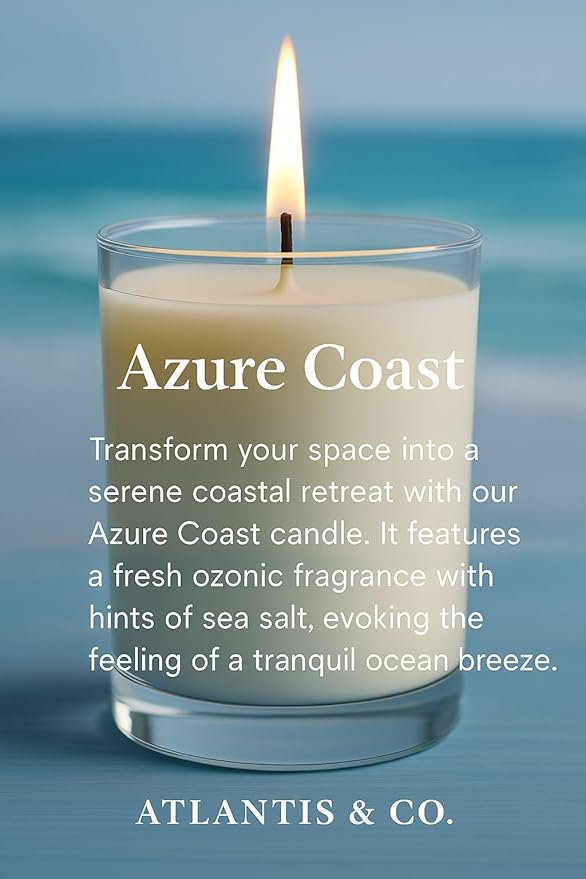 Azure Coast Scented Candle, 8oz Jar with Long-Lasting Burn, Giftable, Holidays,Birthdays
