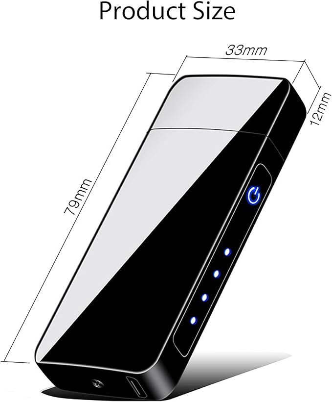 Spinning Arc Plasma Lighter - USB Rechargeable Electric Lighter with LED Display, Pocket- Size Design for Camping, Candles, Outdoor (ICY Black)