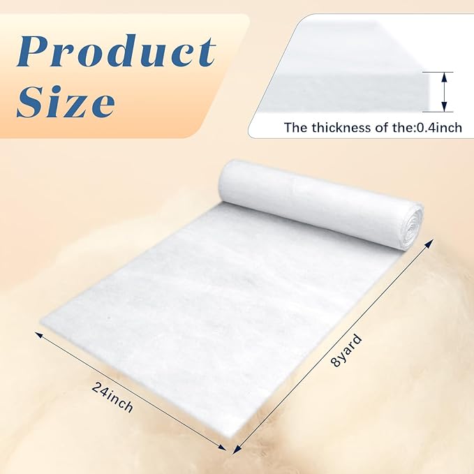 Peryiter 2 Roll Upholstery Quilt Batting 24 Inch x 8 Yard x 0.4 Inch Polyester Batting Multipurpose Fiberfill Stuffing Fabric for Cushion Pillows Bedspreads Interior Decoration Crafts