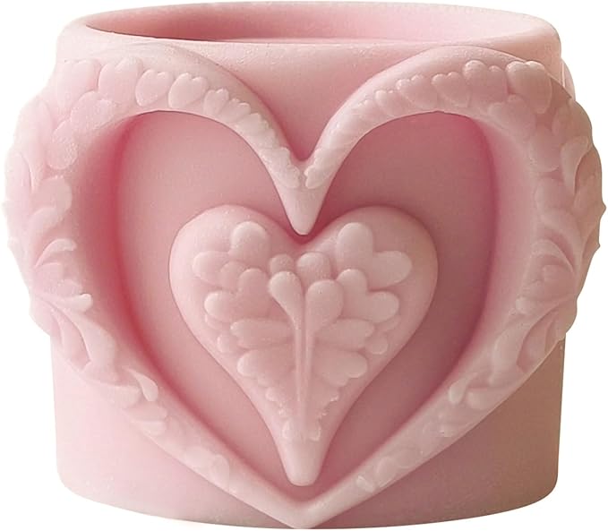 Heart Cup Cylinder Candle & Resin Mold - Resin Casting Silicone Molds for Home Decor & Candle Making Wave Spiral Mold