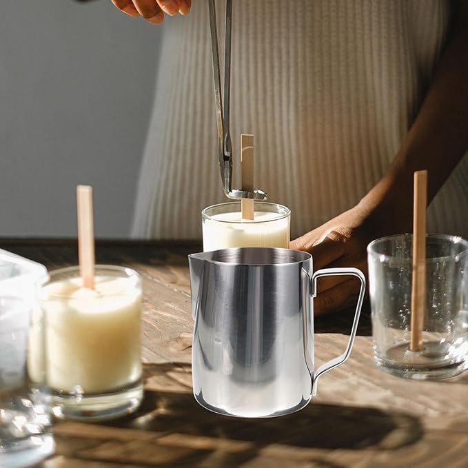 Healifty Wax Melting Pot Pitcher, Stainless Steel Candle Making Double Boiler with Pouring Spout for Beeswax Water Bath for Chocolate Milk Sauces 300ml