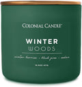 Colonial Candle Winter Woods Scented Jar Candle, Pop of Color Collection, 3 Wick, Green, 14.5 oz - Up to 60 Hours Burn
