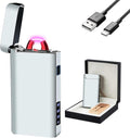 GADATOP Electric Lighter Rechargeable USB Lighter Personalized Creative Lighters Plasma Cool Lighters LED Battery Indication Gifts for Men Boyfriend Husband (Noble Titanium)