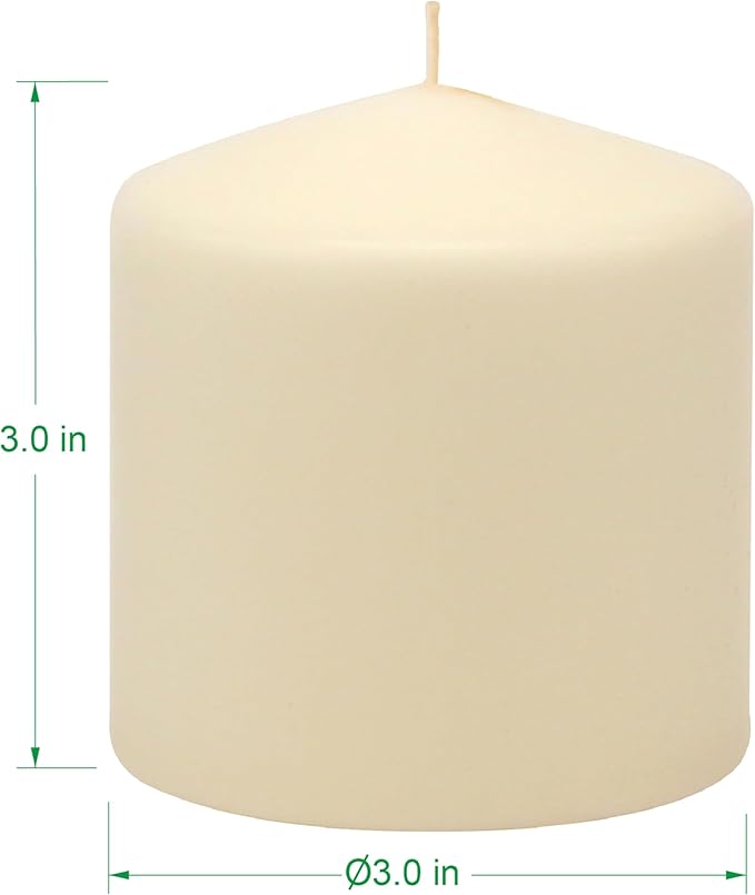 Stonebriar 3 Pack Tall 3 x 3 Inch 18 Hour Long Burning Unscented Ivory Wax Pillar Candles