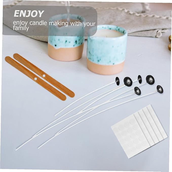 DIY Candle Making Kit with Candle Wicks Wick Stickers and Wooden Holders for Beginners and Home Crafting Projects