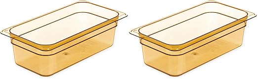 Carlisle FoodService Products 3086113 StorPlus High Heat Food Pan, 4" Deep, Third Size, Amber (Pack of 2)