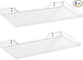 Wallmaster Heavy Duty Garage Wall Shelving 2 Pack 23.6"x11.8" Metal Wire Shelves Wall Mount Mesh Storage Rack for Garage, Office, Basement and Kithcen, max Load 65 lbs (White)
