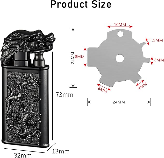 Torch Lighter, Relief Dragon Design Magic Dual Flame Lighter with Adjusting Flames Tool, Creative Windproof Lighters, Cool Jet Flame Butane Lighter-s, Refillable Butane Lighters for Outdoor Indoor