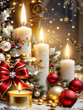 Christmas Candles Counted Cross Stitch Kits for Adults, Christmas Stamped Cross Stitch Kits for Beginners, Needlepoint Cross-Stitch Patterns Embroidery Kits Arts and Crafts for Home Decor 12×16 Inch