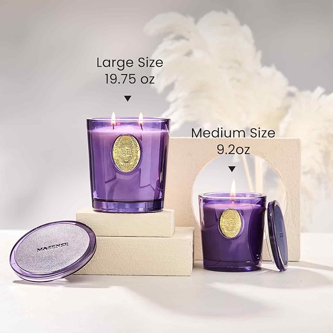 M&SENSE Natural Soy Candle | Lavender Citrus & Purple | 9.2 oz, 50H Burn Time | Luxury Scented Candle for Relaxation, Gifting, Home Décor | Ideal for Bedroom, Office, Party Ambiance