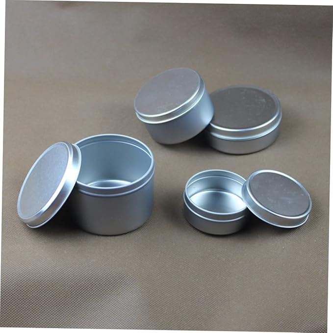 IWOWHERO 4pcs Candle Iron Can for Scented Candle Making Premium Tin Box for Home Practice Easy Mold and Storage Lightweight Travel Silver Finish