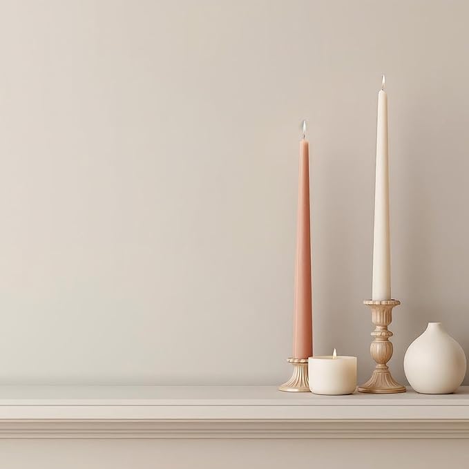 Tapered Dinner Candles - Soy & Paraffin Blend, Dinner Candles with Long-Lasting 7-Hour Burn for Stylish Homes - Candle in Curated Colors Ideal Gift for Hosts, Brides & Event Planners-Ivory