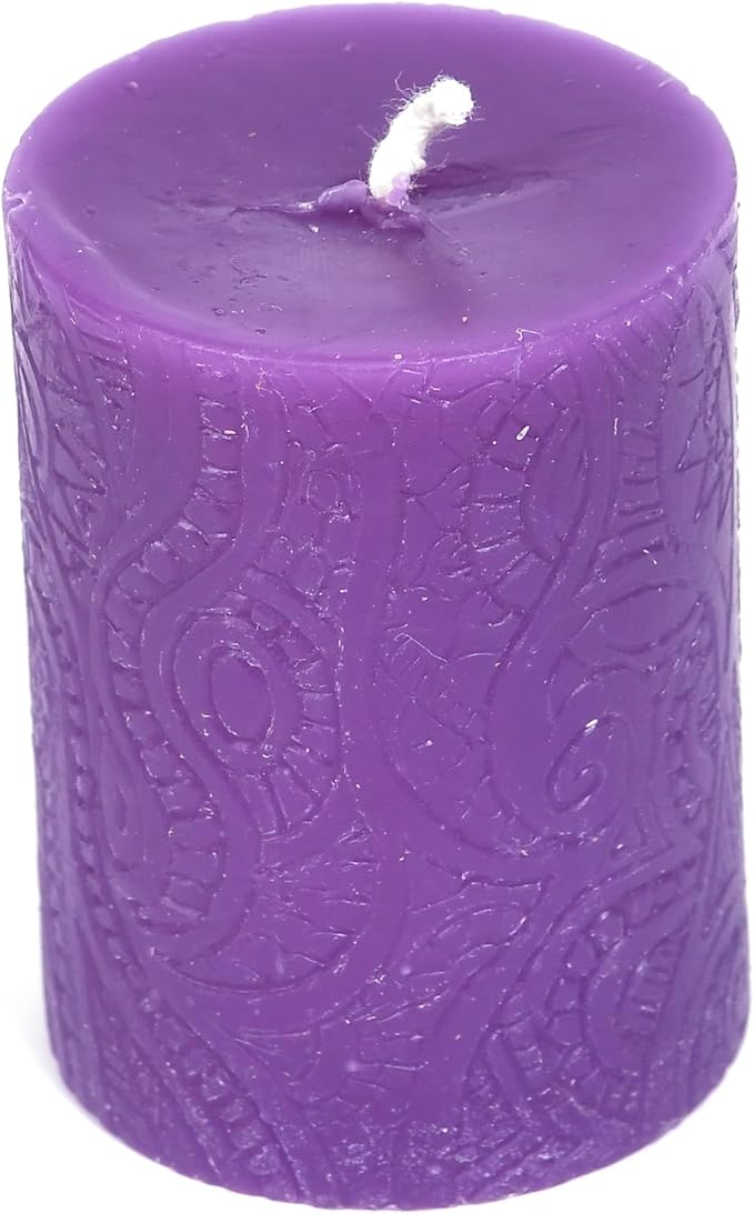 BeeTheLight Beeswax Pillar Candle - 100% Pure Bees Wax - Choose Your Size and Color - 24 Hour Burn Time - 2x3 - Unscented - Natural Light Honey Scent (Cosmic Purple, Small)