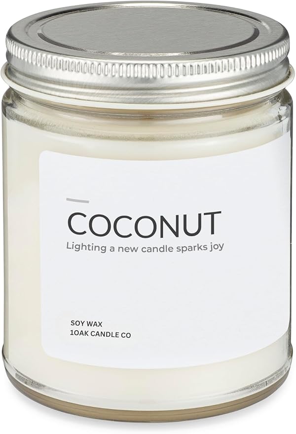 1OAK Coconut Candle - Soy Wax Scented Candles (Coconut) - Soy Candles for Home Scented - Long Burning Premium - Hand-Poured (7oz.)