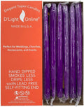 D'light Online Elegant 12" Unscented Purple Taper Candles, Premium Quality Hand-Dipped Tapered Candles, Dripless Tapers and Smokeless - Individually Wrapped (12 Inch, Purple)