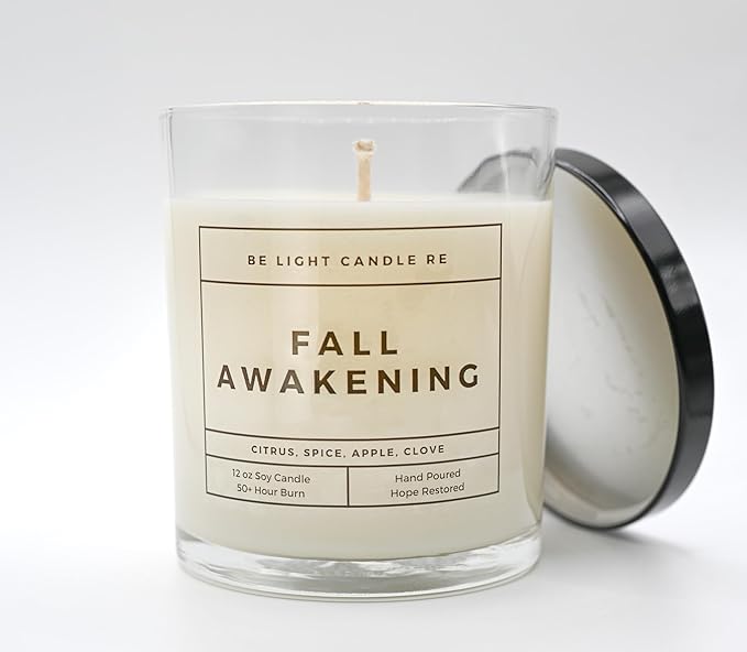 Scented Candles Clearance | Purpose-Driven Soy Candles | Fall Scented Candles for Home | 8oz Long Lasting Candle Non-Toxic | Candle Gift | Be Light Candle RE (Fall Awakening)