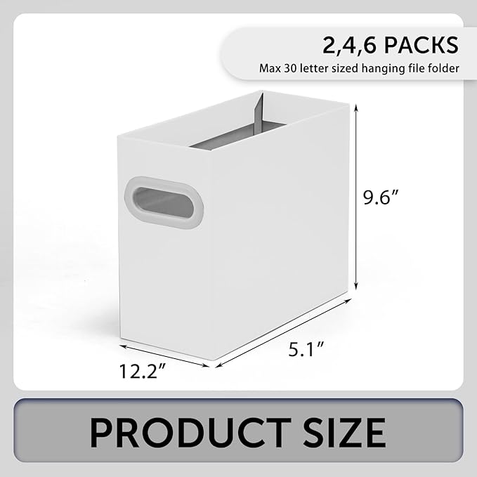 Hanging File Organizer, Cardboard File Folder Organizer for Letter Size, Desk Documents Storage Box, Portable File Folder Holder Boxes for Office, Home, School, Only Box.(4 Packs)
