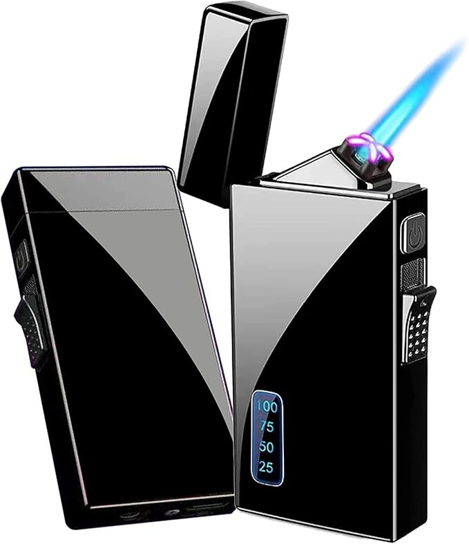 Arc 2 in 1 Jet Flame Torch Lighter - Refillable Butane Electric, USB Rechargeable, Windproof Infinity Lighter for BBQs, Candle, Camping (Black)
