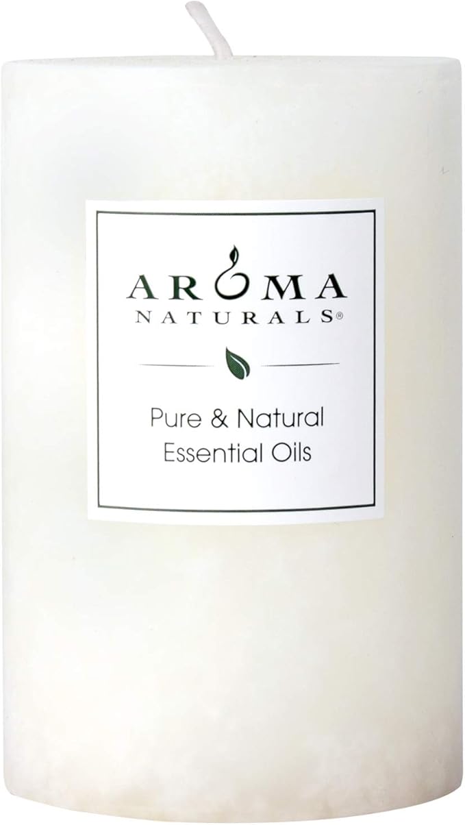 Aroma Naturals Holiday Essential Oil Vanilla & Peppermint Scented Pillar Candle, Cool Wish, 2.5 inch x 4 inch