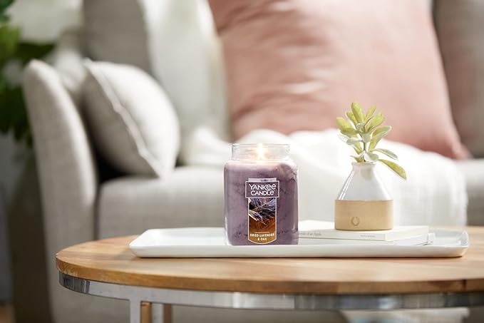 Yankee Candle Dried Lavender & Oak Scented, 22 Oz | Large Jar | Single Wick | 110+ Hours Burn Time | Pack of 2