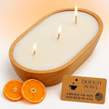 Dough Bowl Candle Co. Mandarin Cranberry Soy Candle - 3 Wick Rustic Farmhouse Coffee Table Decor, Odor Eliminator in Wooden Bowls, 20 Ounce Wooden Dough Bowl Candle, All-Natural Gifts for Women or Men