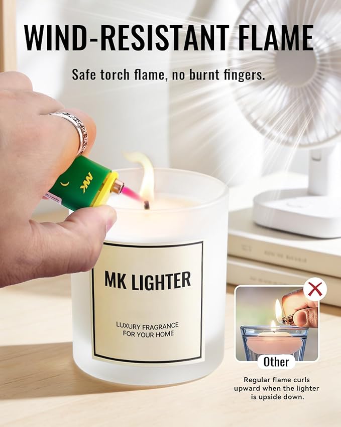 MK Wind Proof Jet Flame Lighters, 5PCS Striking Design, Ideal as Lighters for BBQ, Camping, Outdoor use, utane Refillable Wind-Resistant Flame,(Connection-5PC)