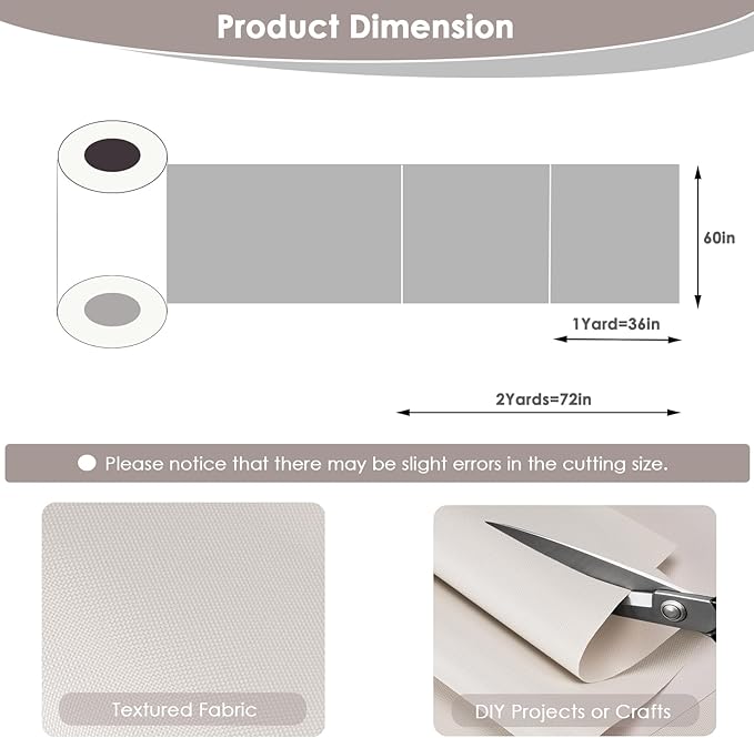 Waterproof Canvas Fabric by The Yard 60" W 600 Denier PVC Backing Water Repellent Polyester Upholster Fabric Material for Indoor Outdoor Marine Awning Tent Craft DIY(2 Yards, Beige)