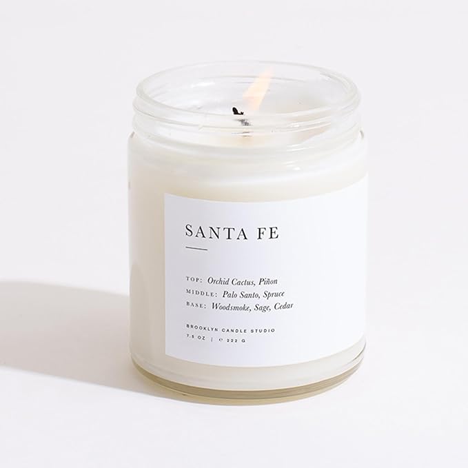 Brooklyn Candle Studio Santa Fe Jar Candle - Luxury Scented Candle, Vegan Soy Wax, Hand Poured in The USA, 50 Hour Slow Burn Time - 7.5oz
