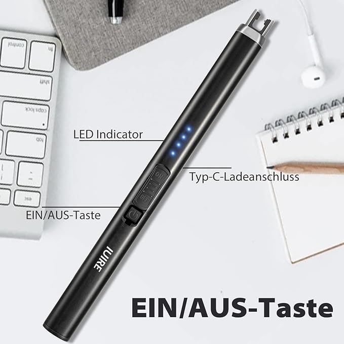 Electric Candle Lighter with Flashlight USB C Rechargeable Arc Lighters for Candles Windproof Plasma for Camping BBQ Stove Home Emergency with Safety Switch LED Battery Display
