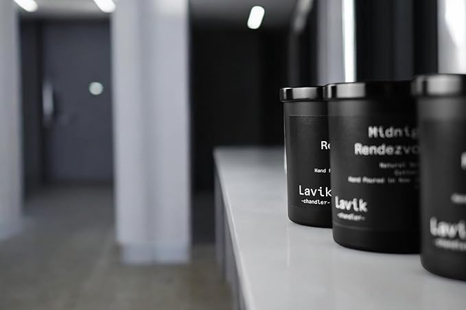 Lavik Luxury 11.50oz Candle with Rich Aroma Cypress & Tobacco Leaf Scent. Natural Soy Wax, Cotton Wick, Matte Black Jar. Gift or Elegant Decor for Home & Office