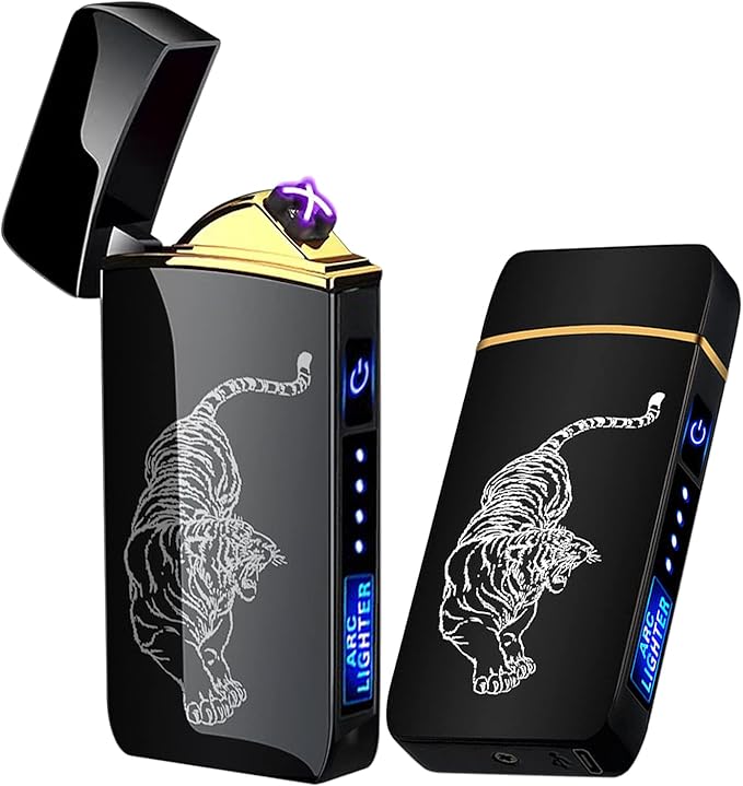 T3-Tiger Arc Lighter - Smart, USB Rechargeable, Windproof, Flameless, Lightweight Plasma Lighter for Fire, BBQs, Fireworks, Candle, Camping - Outdoors Indoors