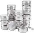 BENECREAT 20 Pack 1.7 OZ Tin Cans Screw Top Round Aluminum Cans Screw Lid Containers - Great for Store Spices, Candies, Tea or Gift Giving (Platinum)