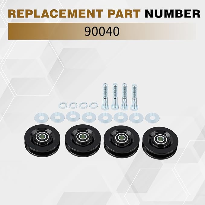4 Pack 90040 Roofing Hoist Carriage Wheel Kit Compatible with Tranzsporter TP400 TP250 LH200 LH2000 Roofing Elevators, Heavy Duty Carbon Steel