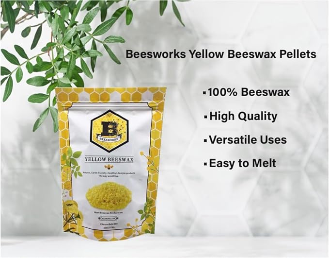 Beesworks Yellow Beeswax Pellets (1 lb) | 100% Pure, Cosmetic Grade, Triple-Filtered Beeswax for DIY Skin Care, Lip Balm, Lotion, and Candle Making (Pack of 2)