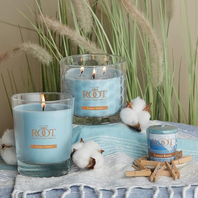 Root Candles Scented Candles Honeycomb Beeswax Blend Premium Handcrafted Candle, Large Veriglass, Cotton Breeze