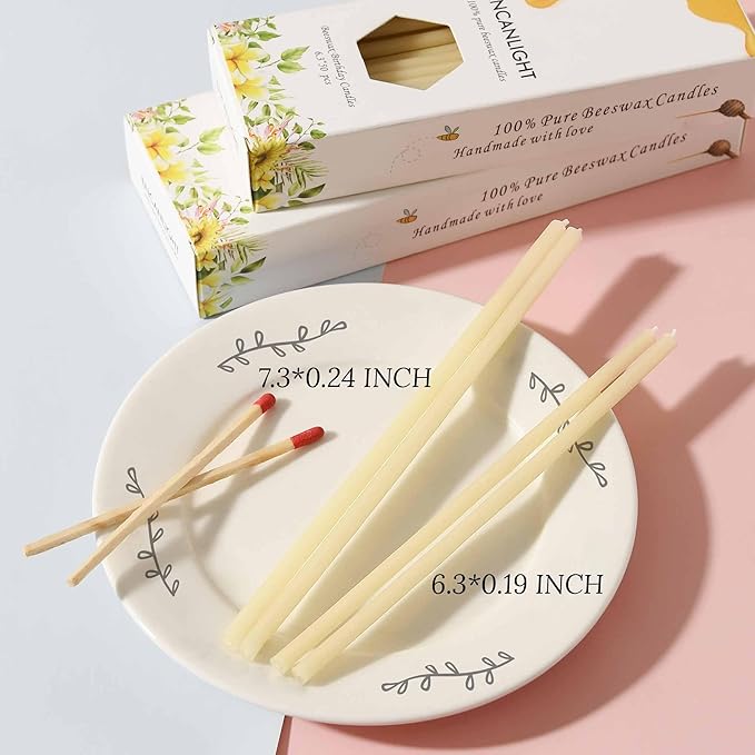 7.3 Inch Nature Meditation BeesWaxs Candles 50pcs-70min Burn Time,Dripless and Smokeless for Gifts for Women,Encouragement Cheer Up Gift for Friends Coworkers