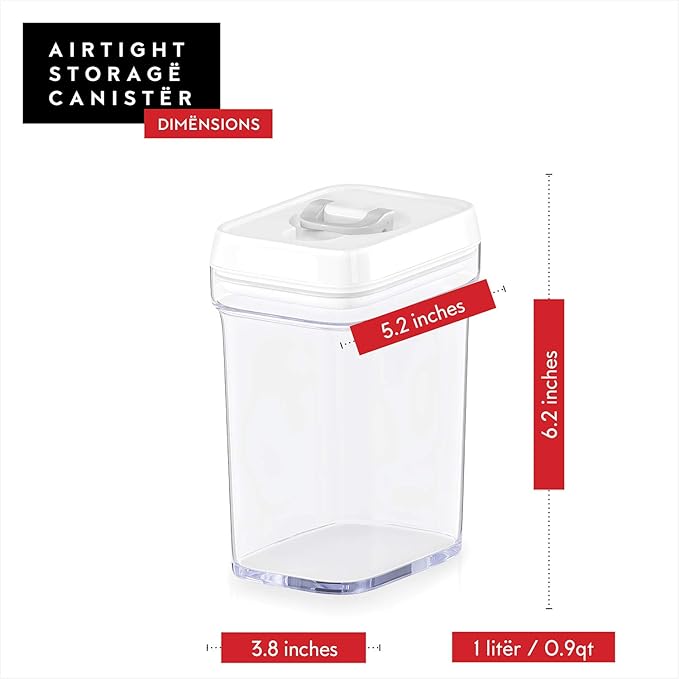 DWËLLZA KITCHEN Airtight Food Storage Containers Set - 12 PC Set - For Kitchen Pantry Organization and Storage - BPA-Free - Clear Plastic Dry Food Canisters with White Lids, Keeps Food Fresh.