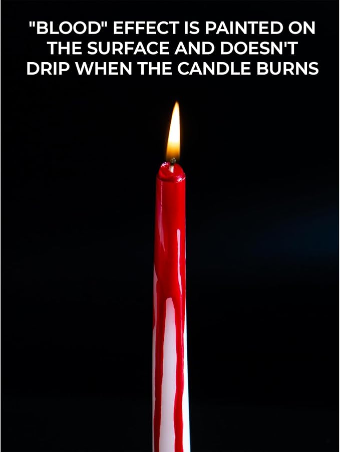 CANDWAX 12 inch Taper Candles Set of 12 - Unscented, Blood White, No Drip Taper Candles - Ideal for Halloween or Themed Events
