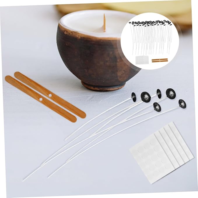 Uonlytech 1set Candle Making Kit of Candle Wicks Stickers Holders for Creative Home Projects for Birthdays Parties