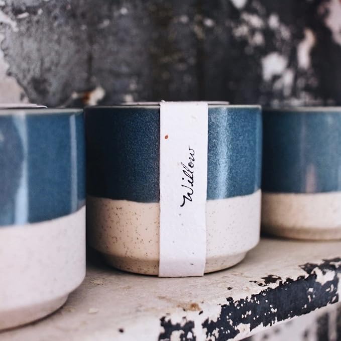 Hyggelight - The Growing Candle, Sandalwood & Vanilla Scented, 8.5oz Ceramic Pot, Aromatherapy Candles for Home, 100% Soy, Willow