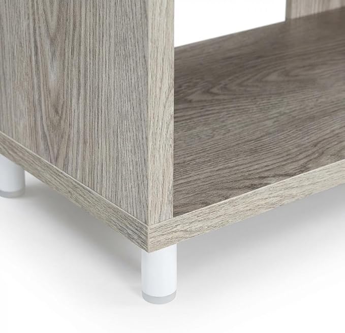 Furnifact Ice White 1 Drawer TV Stand with Shelves, for TVs up to 65 inches, Honeycomb Particle Board, Melamine Veneer, max 75 lbs