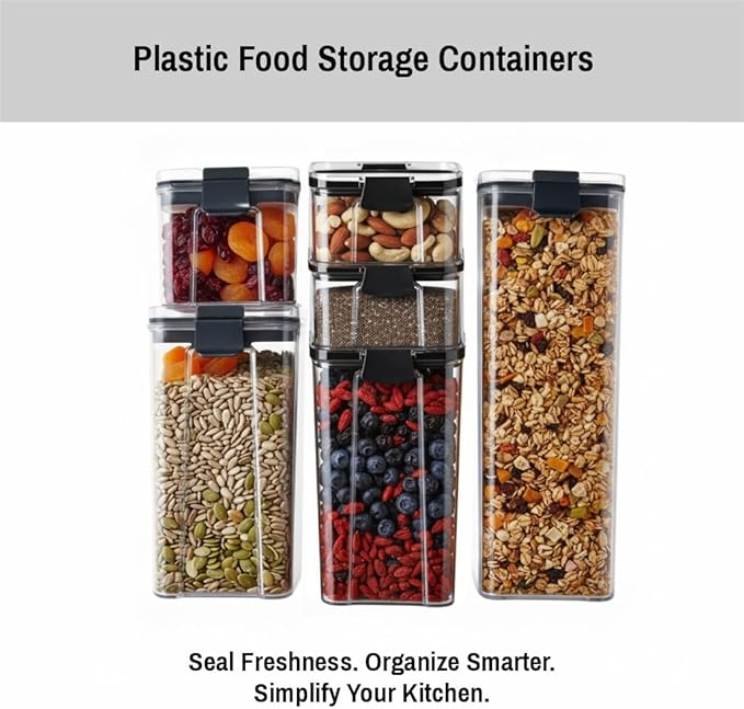 Kitchen Storage Containers Set With Lids - Pantry Organizers For Home And Kitchen - Airtight Plastic Containers For Daily Food Organization (6)