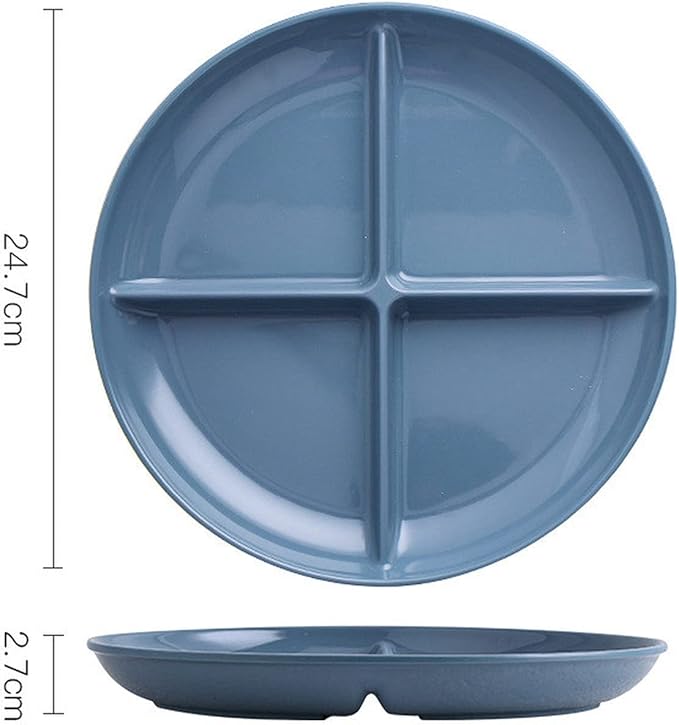 Grey Divided Plates Home Portion Control Plate Food Grade Snacks Divided Dinner Plate 4 Sections Fruit Plate for Women BPA Free - 1 Pack