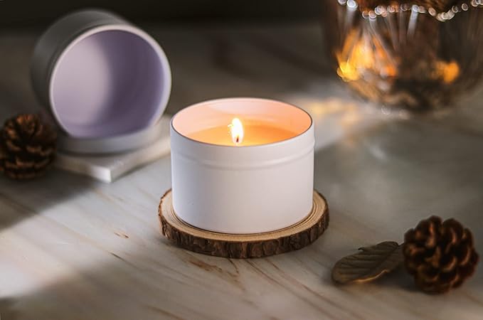 Aroparc Candle Tins 8oz, 24 Piece Bulk Containers for Candle Making Supplies Candle Jars with Lids - White