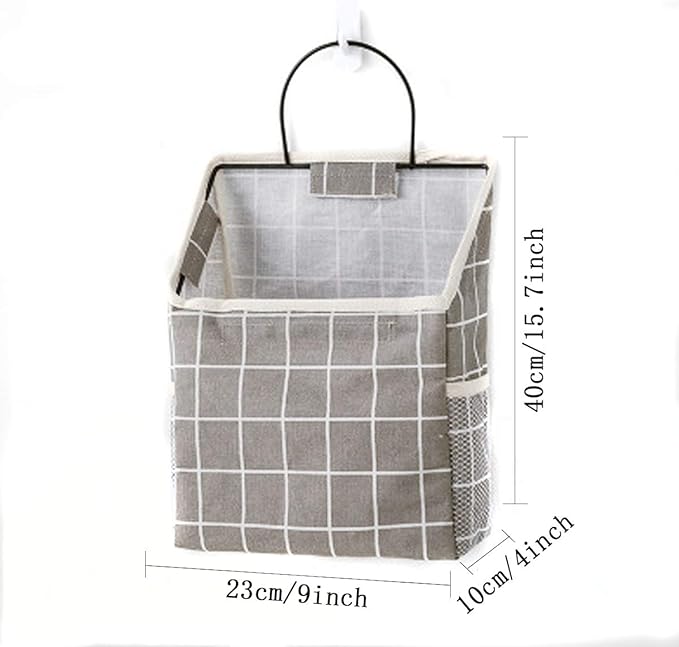 Fantasyon Wall Hanging Storage Bag, Waterproof Over The Door Closet Organizer Hanging Pocket Organizer for Bedroom, Bathroom, Linen Cotton (Gray)